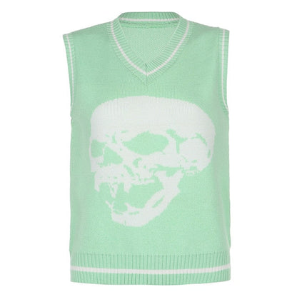 Variant image for Herren-Pullover, V-Ausschnitt, Totenkopf, Motiv, Acryl-10