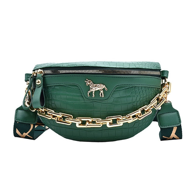 Variant image for Damen Schultertasche Kettengürtel PU-Leder mit Einhorn-Stift-4