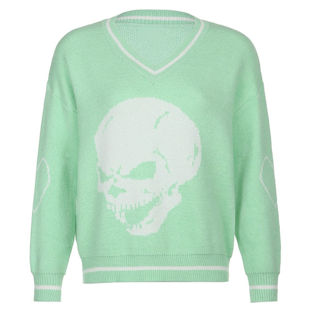 Variant image for Herren-Pullover, V-Ausschnitt, Totenkopf, Motiv, Acryl-6