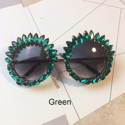 Damen-Sonnenbrille, rund, mit Strassdetails und UV400-Schutz 1