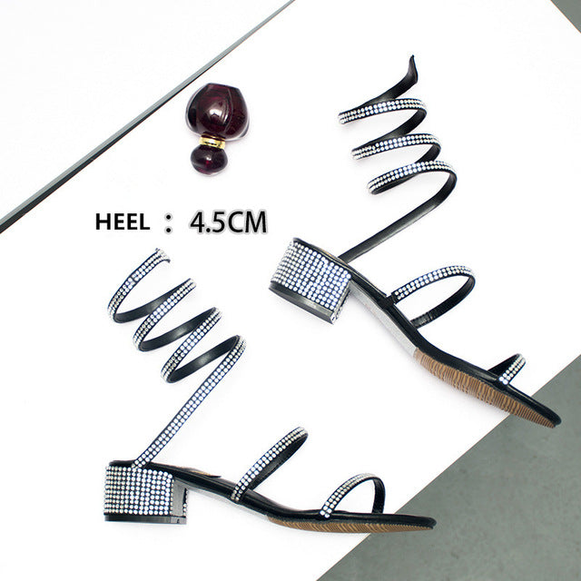 Damen-Sandalen, flach mit Knöchelriemen aus Seide und Strass 6