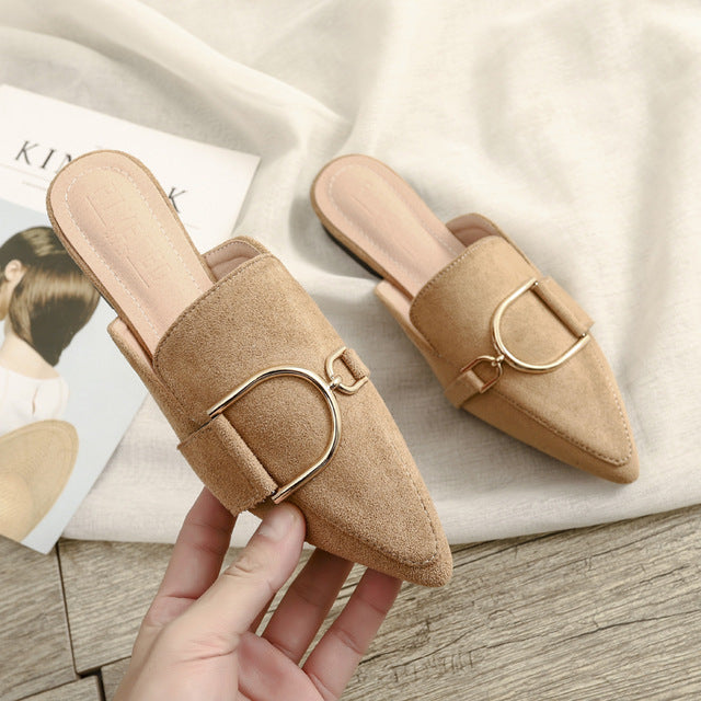 Damen-Pantoffeln, Mules, lässiger Flock, mit Gummisohle 11