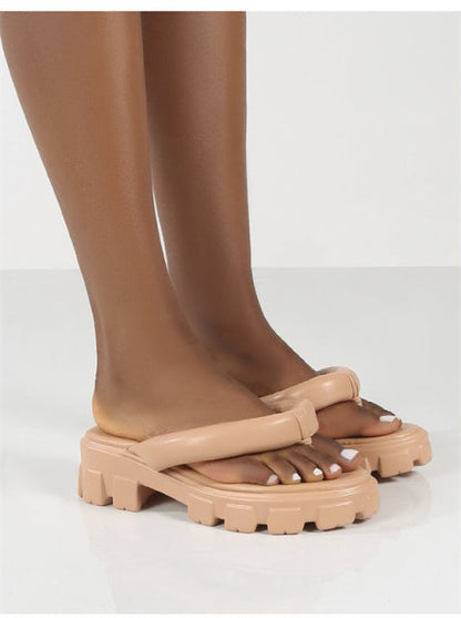 Damen-Sandalen mit niedrigem Absatz, wasserabweisend, PU-Material-4