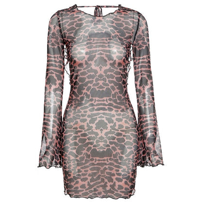 Variant image for Damen-Minikleid, transparent, Polyester, Leopardenmuster-1