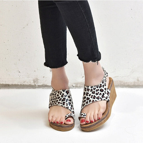 Damen-Sandalen, Keilabsatz, PU-Leder mit breitem Riemen-1