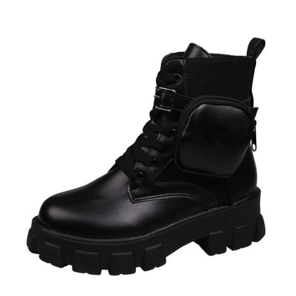 Damen-Stiefel, Knöchelstützen, Mikrofaser mit Blockabsatz und dekorativer Tasche-6