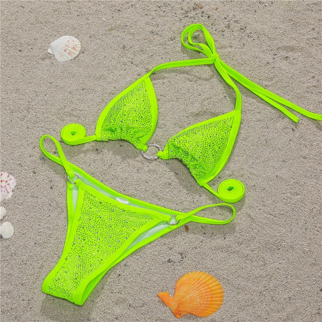 Variant image for Damen Bikini Monochrom Verstellbare Details Polyester Spandex-2
