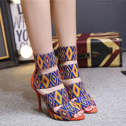 Variant image for Damen-Sandalen, geometrisches Design, PU mit hohem Absatz und Reißverschluss-2