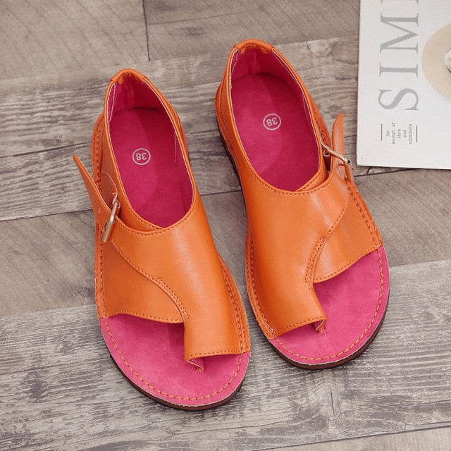 Gladiatorsandalen für Damen aus PU-Leder mit Schnalle – Flaches Design für Komfort und Stil 10