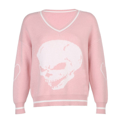 Variant image for Herren-Pullover, V-Ausschnitt, Totenkopf, Motiv, Acryl-8