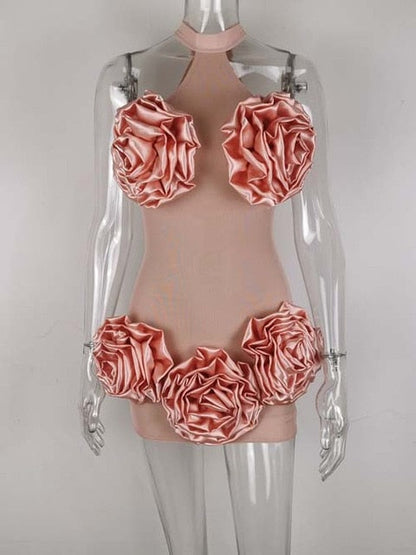 Damen-Minikleid, geblümtes Polyester, ärmellos, Etuirock-1