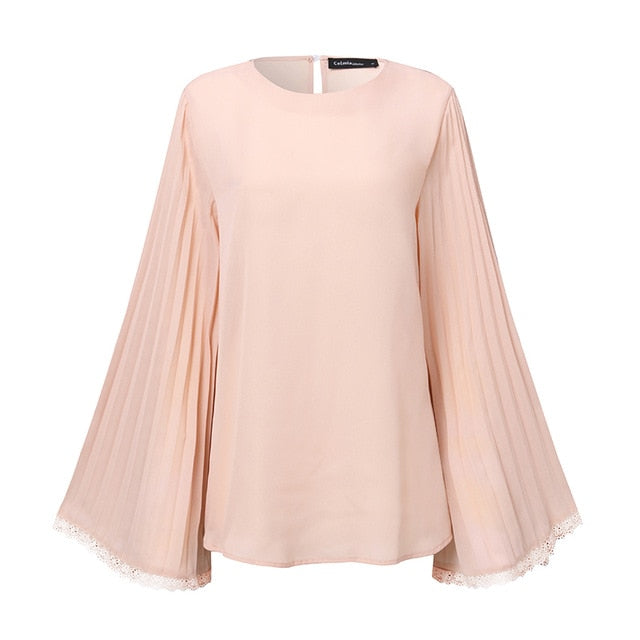 Variant image for Damen-Flared-Bluse, lange Ärmel, Chiffon, Polyester-2