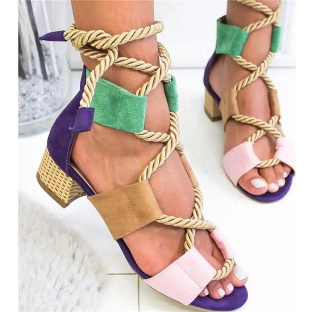 Variant image for Damen-Gladiator-Sandalen, mit Knöchelriemen, mittlerer Absatz, EVA-4