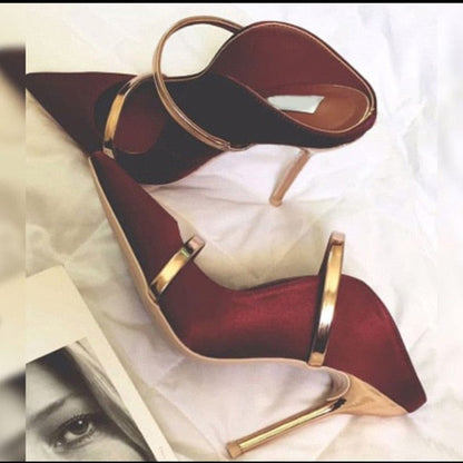 Damen Schuhe Skarpeen Goldener Flock 9 cm Absatz-6