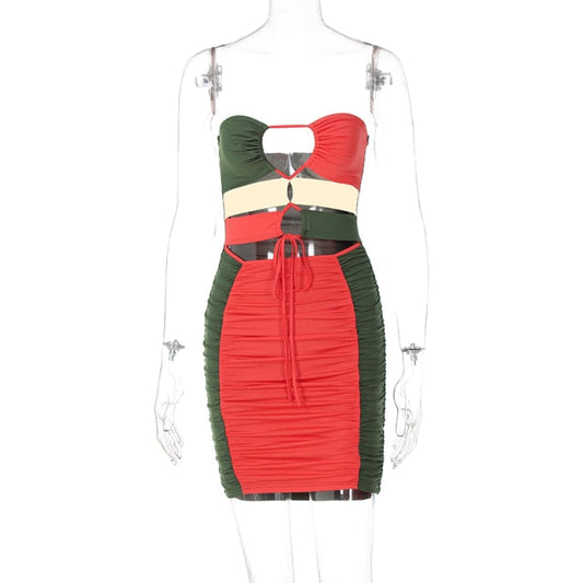 Damen-Minikleid, figurbetonter Herzausschnitt, Polyester, Elasthan-1