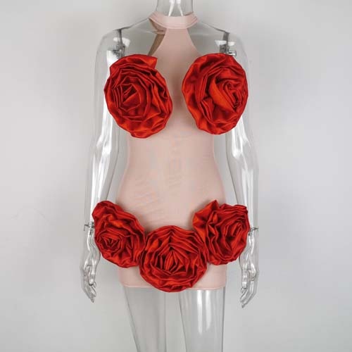 Variant image for Damen-Minikleid, geblümtes Polyester, ärmellos, Etuirock-2