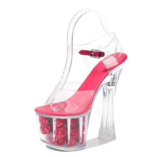 Damen-Sandalen, Gladiator, transparentes PVC, hoher Absatz-6