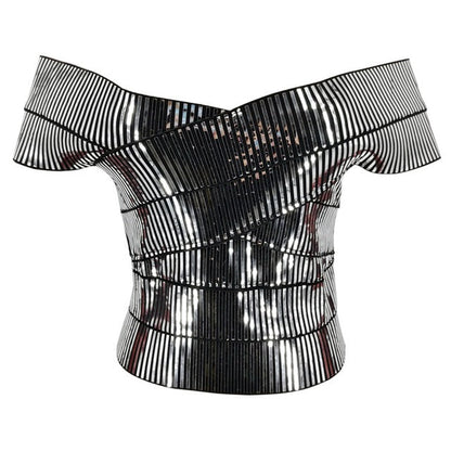 Variant image for Damen-Off-Shoulder-Top, gestreift, Baumwolle, Polyester-2