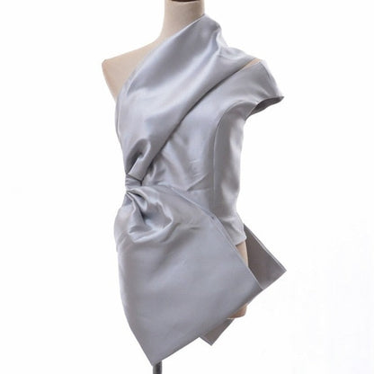Variant image for Damen Schulterfreies Top Schrägerer Kragen Baumwolle Polyester-3