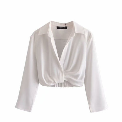 Variant image for Damenbluse V-Ausschnitt Langarm Polyester eleganter Stil-17