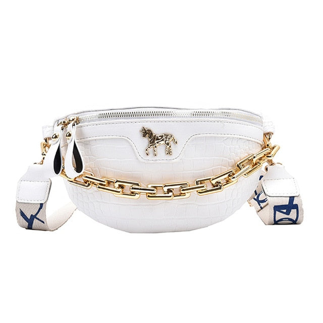 Variant image for Damen Schultertasche Kettengürtel PU-Leder mit Einhorn-Stift-6