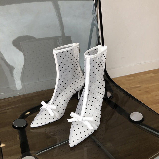 Variant image for Damen Ankelstiefel mit Punkte Reißverschluss Netzmaterial-3