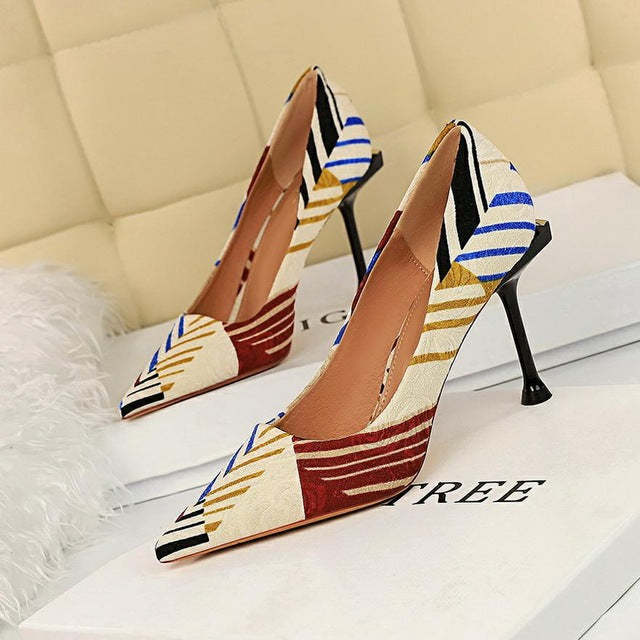 Variant image for Damen-Pumps, spitze Zehe, Flock, Leder, hoher Absatz 10 cm-4