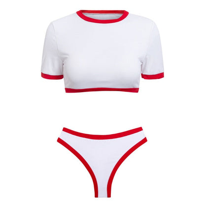 Retro-Bikini für Damen aus Polyester und Lycra mit hohem Beinausschnitt – schmeichelhafte Bademode für Strand und Pool 2