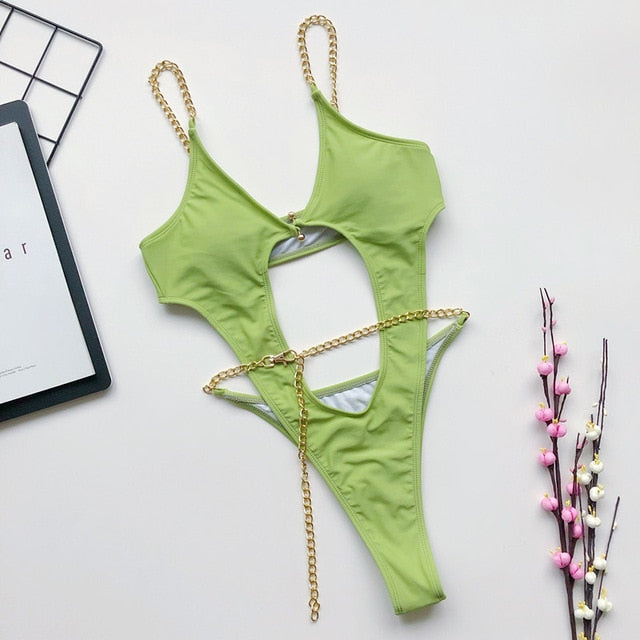 Variant image for Damen-Monokini im Kettenriemen-Stil, Polyester, Spandex-12