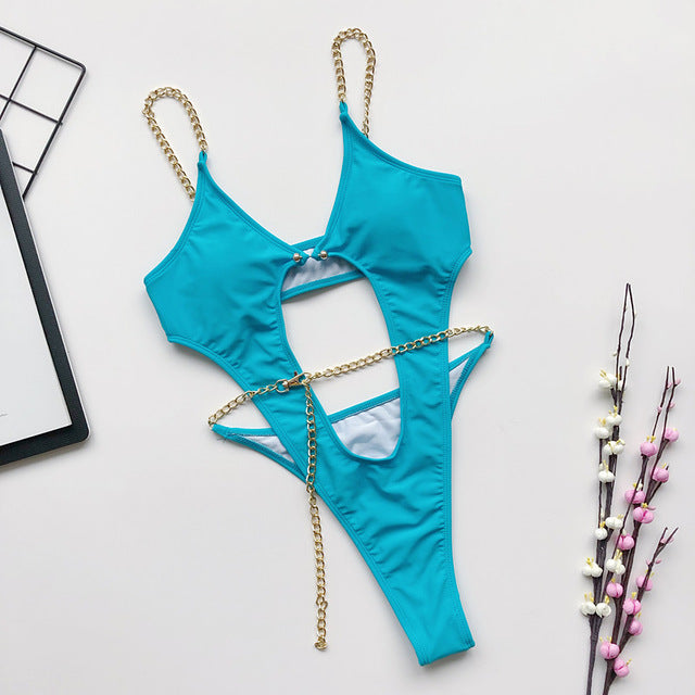 Variant image for Damen-Monokini im Kettenriemen-Stil, Polyester, Spandex-13