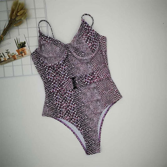 Badeanzug Damen Einteilig Tiermotiv Polyester Elasthan-1