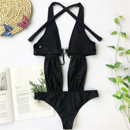 Damen-Monokini, tiefer Rückenausschnitt, Polyester, Spandex-1
