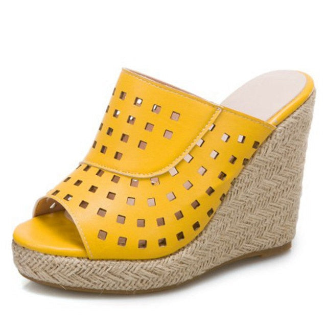 Variant image for Damen-Keilsandalen, geometrisches Muster, PU, hoher Keil-5
