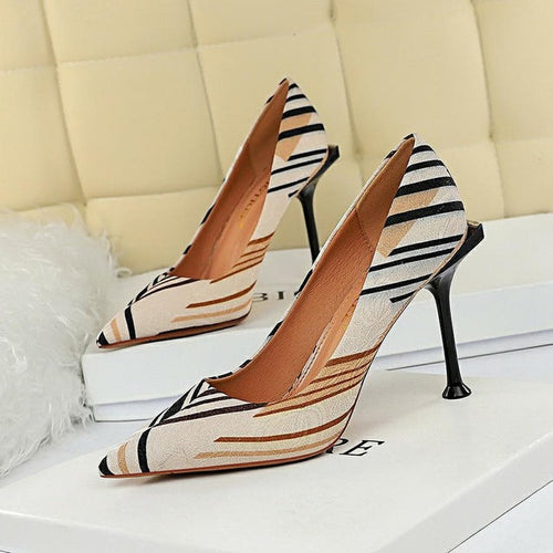 Damen-Pumps, spitze Zehe, Flock, Leder, hoher Absatz 10 cm-1