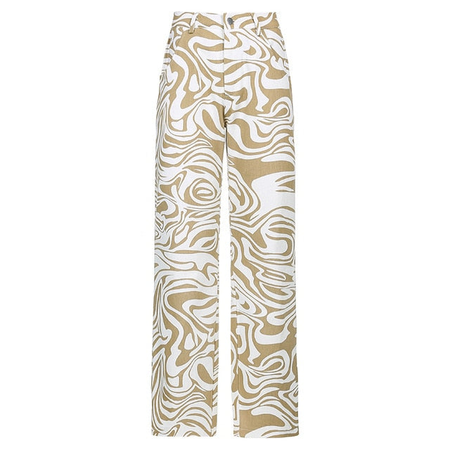 Variantenbild für Damenjeans, geometrisches Muster, 100% Baumwolle, reguläre Passform-3