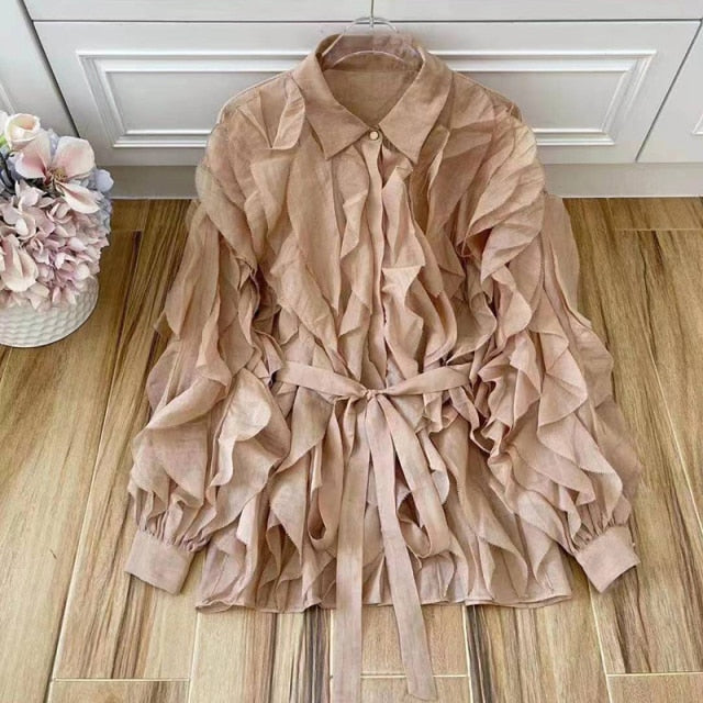Weiße Damenbluse Lange Ärmel Klassischer Kragen Baumwolle Polyester-1