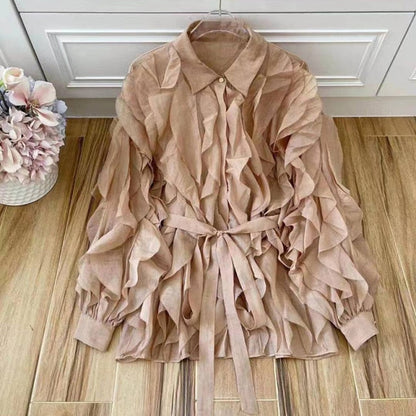 Weiße Damenbluse Lange Ärmel Klassischer Kragen Baumwolle Polyester-1