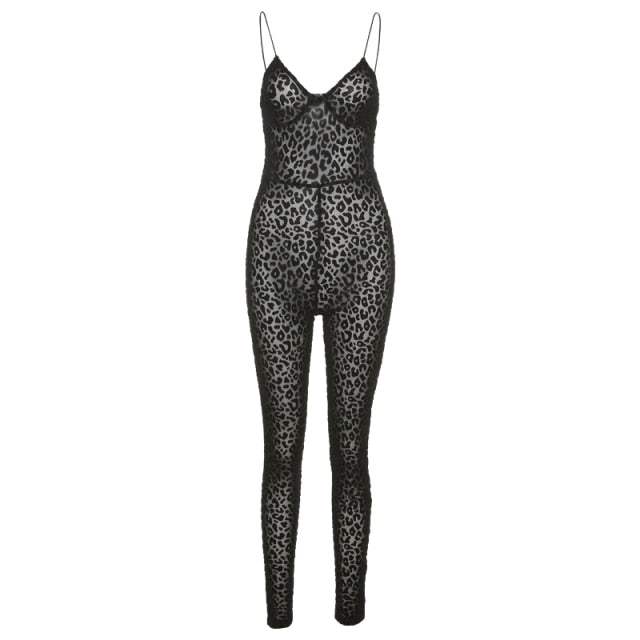 Variant image for Damen-Jumpsuit Leopardenmuster Spaghettiträger Polyester-2
