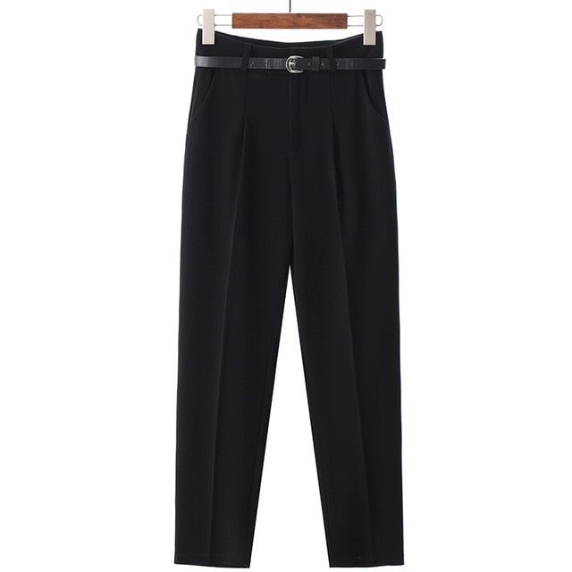 Damen-Freizeithose, knöchellang, Polyester, Baumwolle, mit Taschen-1