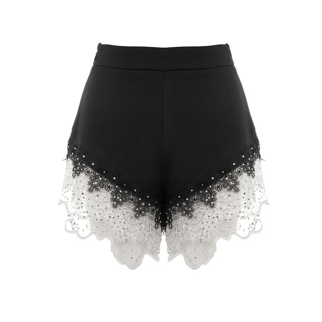 Damen Bermuda-Shorts Hohe Taille Baumwolle Patchwork-1