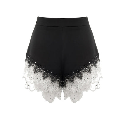 Damen Bermuda-Shorts Hohe Taille Baumwolle Patchwork-1