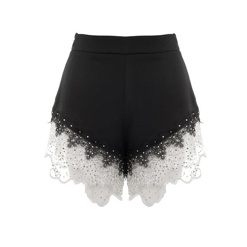Damen Bermuda-Shorts Hohe Taille Baumwolle Patchwork-1