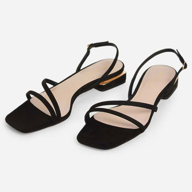 Damen-Gladiator-Sandalen, verstellbar, Schnalle, PU-Leder-1