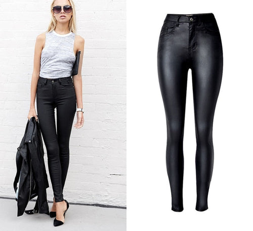Damen-Jeans mit hoher Taille Polyester und Baumwolle-1