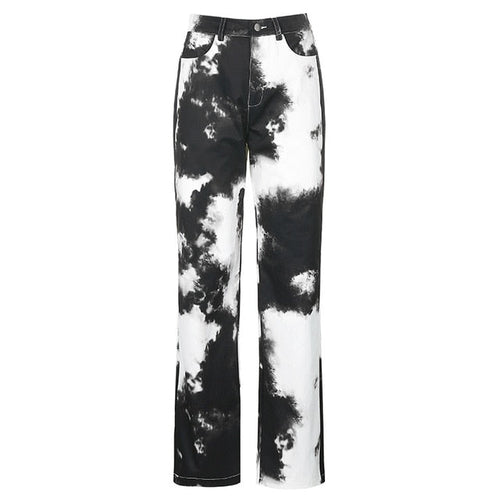 Damen-High-Waist-Bleach-Flare-Jeans Polyester Elasthan-1