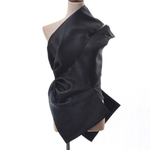 Damen Schulterfreies Top Schrägerer Kragen Baumwolle Polyester-1