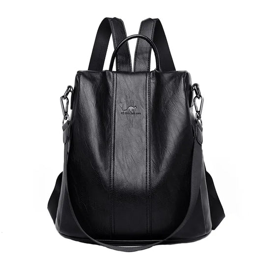 Damen-Lederrucksack, PU-Leder, weiche Riemen, mehrere, Fächer-1