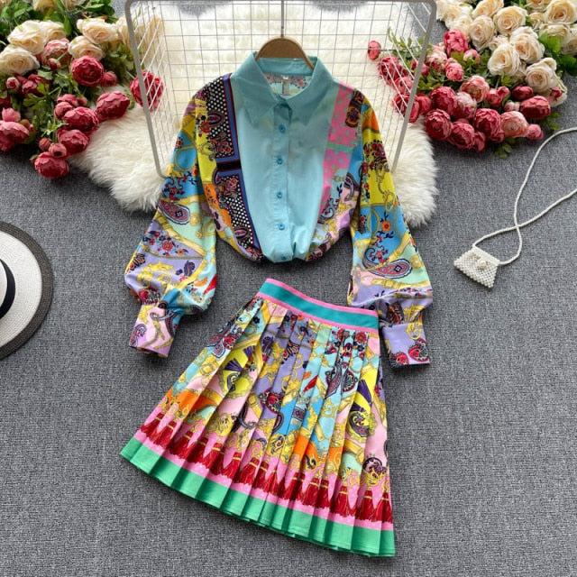 Damen-Rock-Set, Boho-Hose, Polyester und Pullover für Sommerkleidung-1