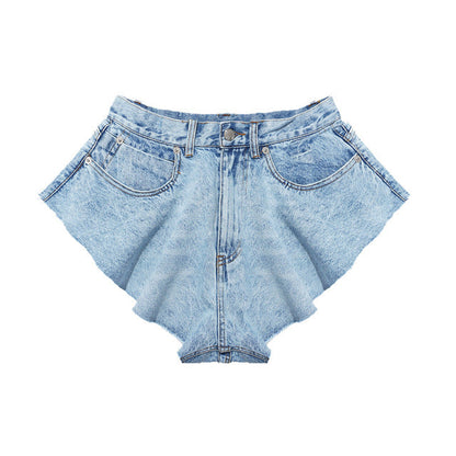 Damen-Jeansshorts, hohe Taille, Baumwolle, Polyester-1