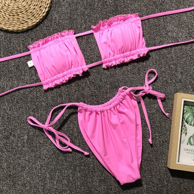 Variant image for Damen Badeanzug Zweiteilig Eckiges Top Baumwolle Polyester-2